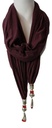 Damen Schal mit Schmuck-Stein Halstuch Braun-Lila
