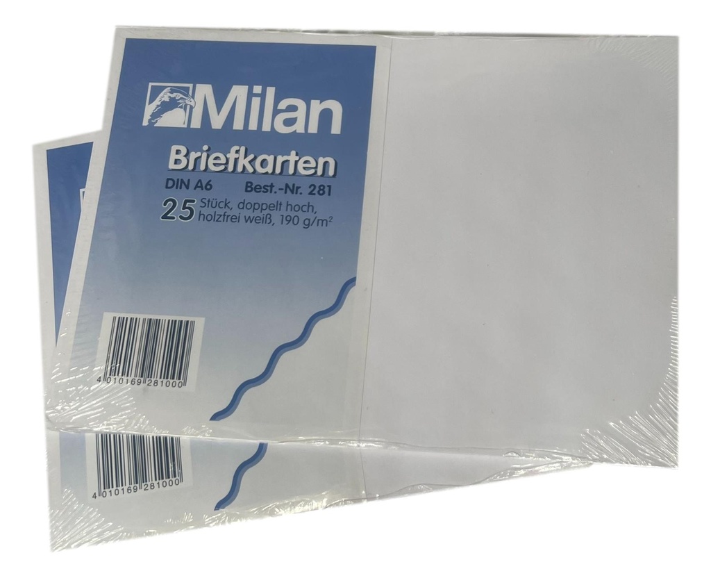 Milan Briefkarten DIN A6 25 Stück pro Packung doppelt hoch 2 Stück Neu